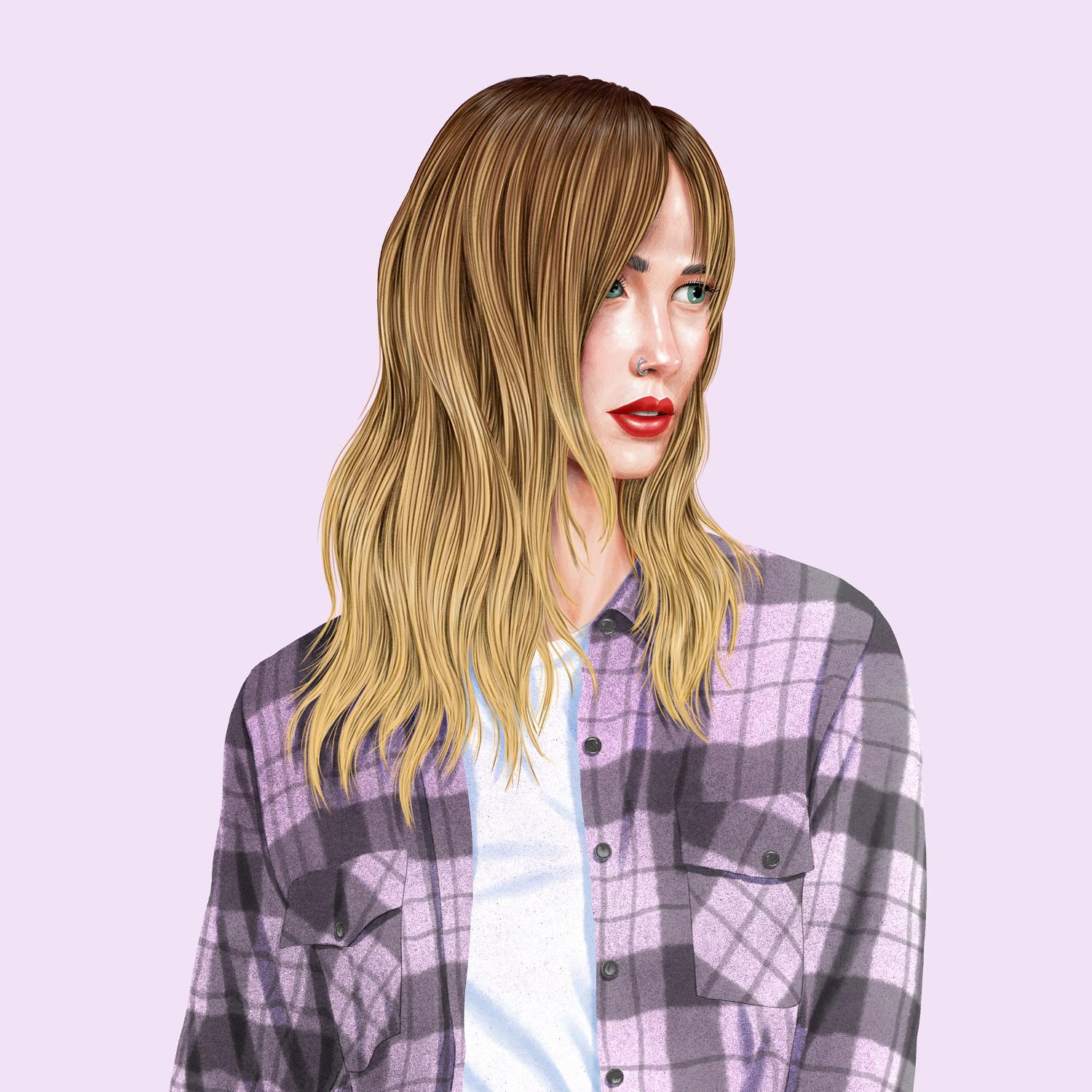 illustration of a model with a refined grunge haircut